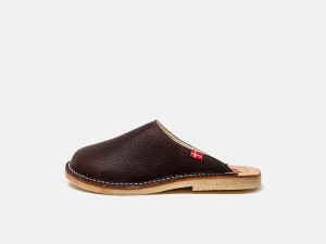 Black Brown Duckfeet Klitmoller Men's Slippers | UKQ4510LB