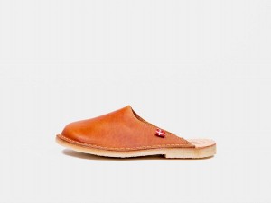 Brown Duckfeet Blavand Men's Slippers | WYV1885NA