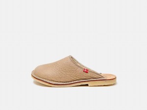 Cream White Duckfeet Klitmoller Men's Slippers | FMG129FY