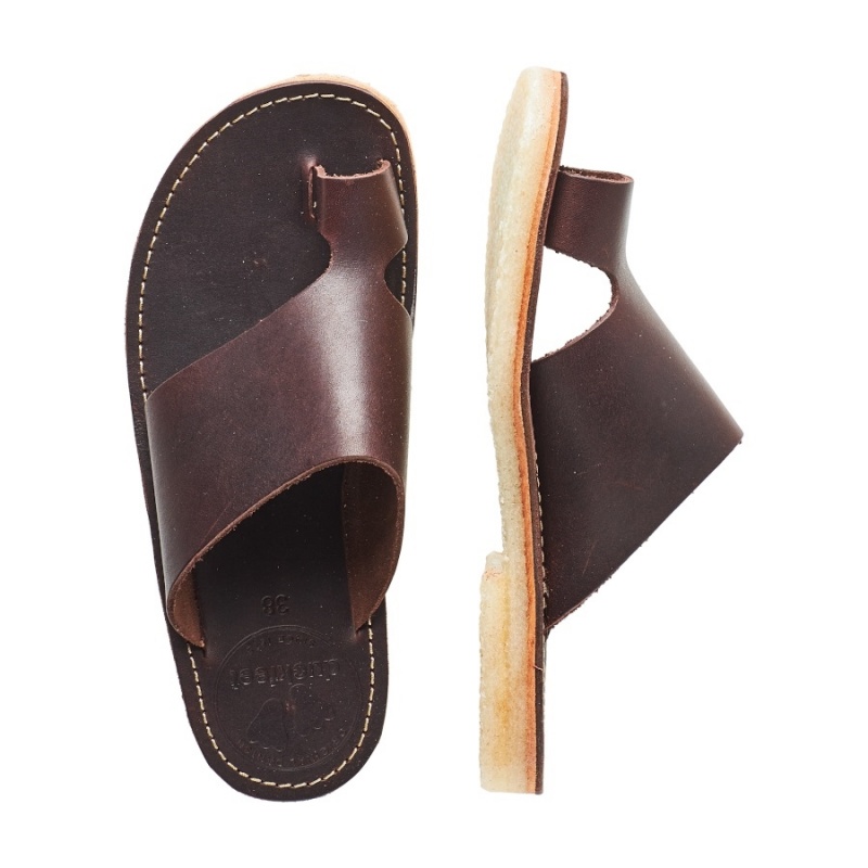 Black Brown Duckfeet Mando Men's Sandals | CTV7164FQ