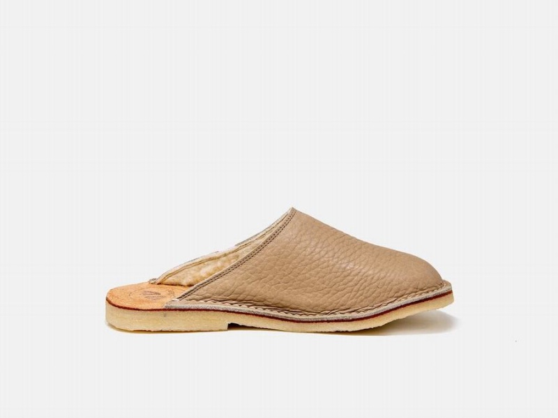 Cream White Duckfeet Klitmoller Men's Slippers | FMG129FY